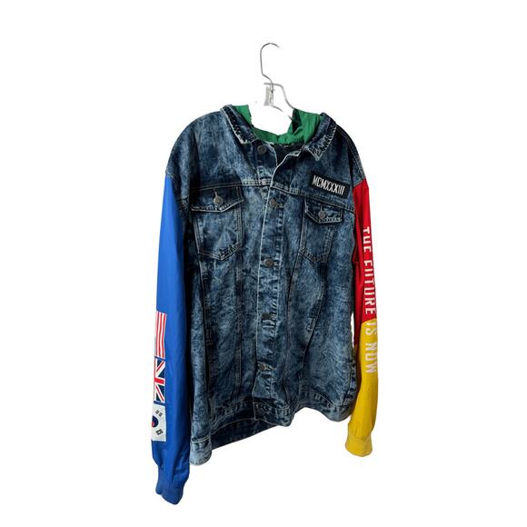 MCMXXXIII CLOTHING CO JEAN JACKET Denim/ Multicolor Hybrid $25 - Picture 1 of 7